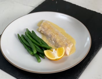 Steamed Fish with Beurre Blanc and Green Beans